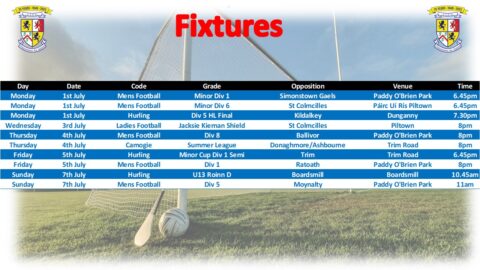 Fixtures for the Week!