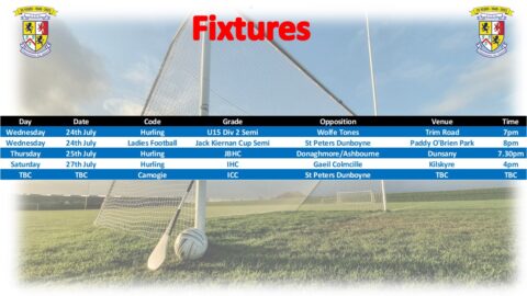 Fixtures for week 22nd July