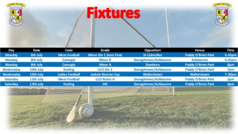 Fixtures for the Week 8th July